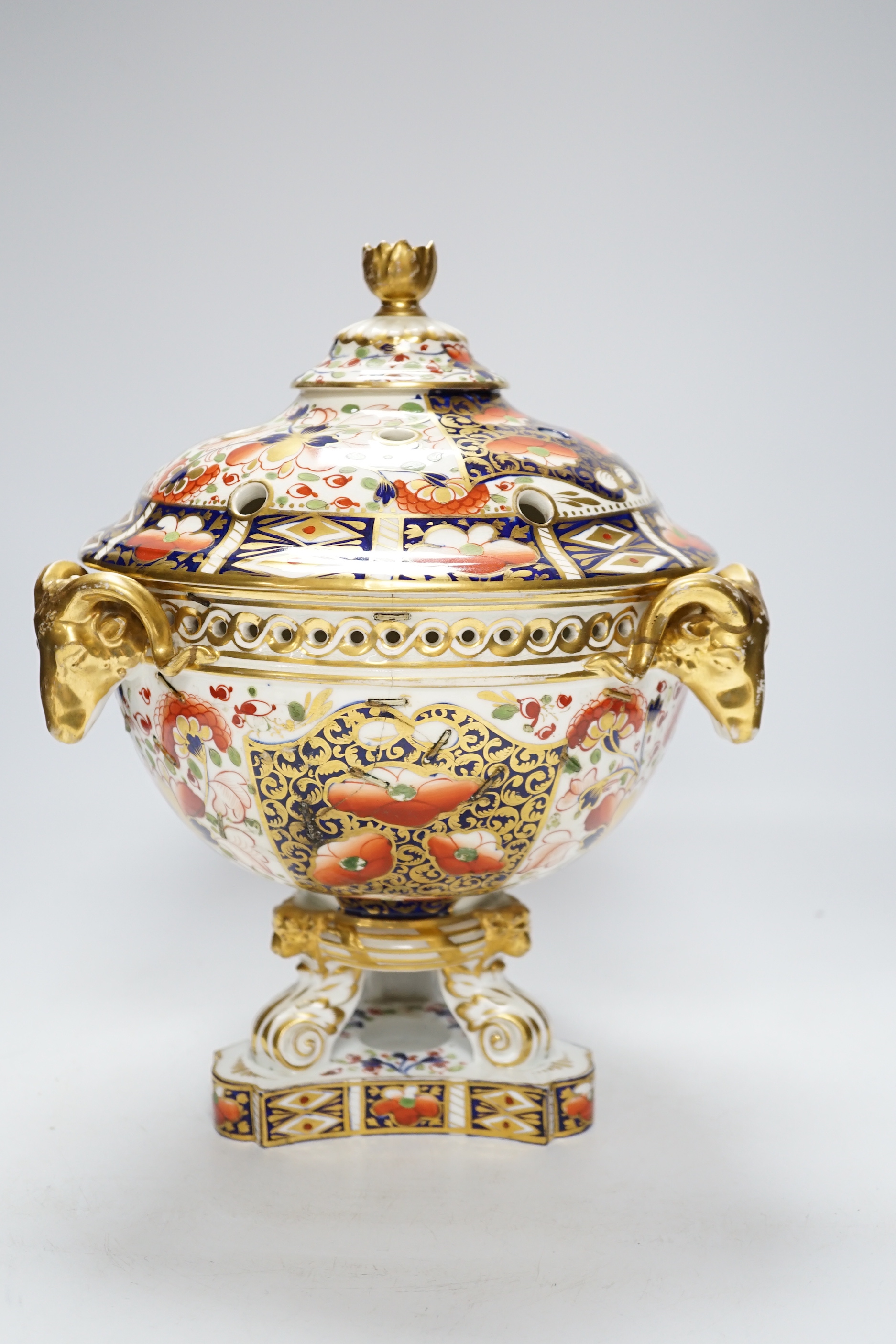 A Crown Derby Imari pattern pot pourri, 30cm